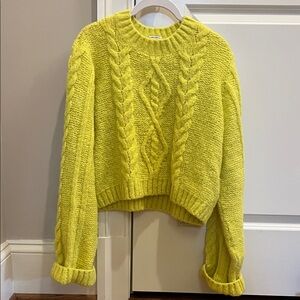 Mother brand Cozy Cable Knit Sweater in Yellow
